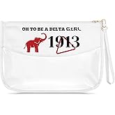 Sisters Sorority Makeup Bag Elephant 1913 Sorority Gifts Transparent Cosmetic Bag with Zipper 1913 Sigma Theta Paraphernalia Gift for Girls Daughter Sister Friend Travel Pouch