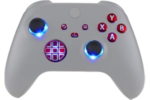 eXtremeRate Multi-Colors Luminated D-pad Thumbsticks Start Back Sync ABXY Buttons for Xbox Series X/S Controller, Scarlet Red Classical Symbols Buttons DTF V2 LED Kit for Xbox Core Model 1914