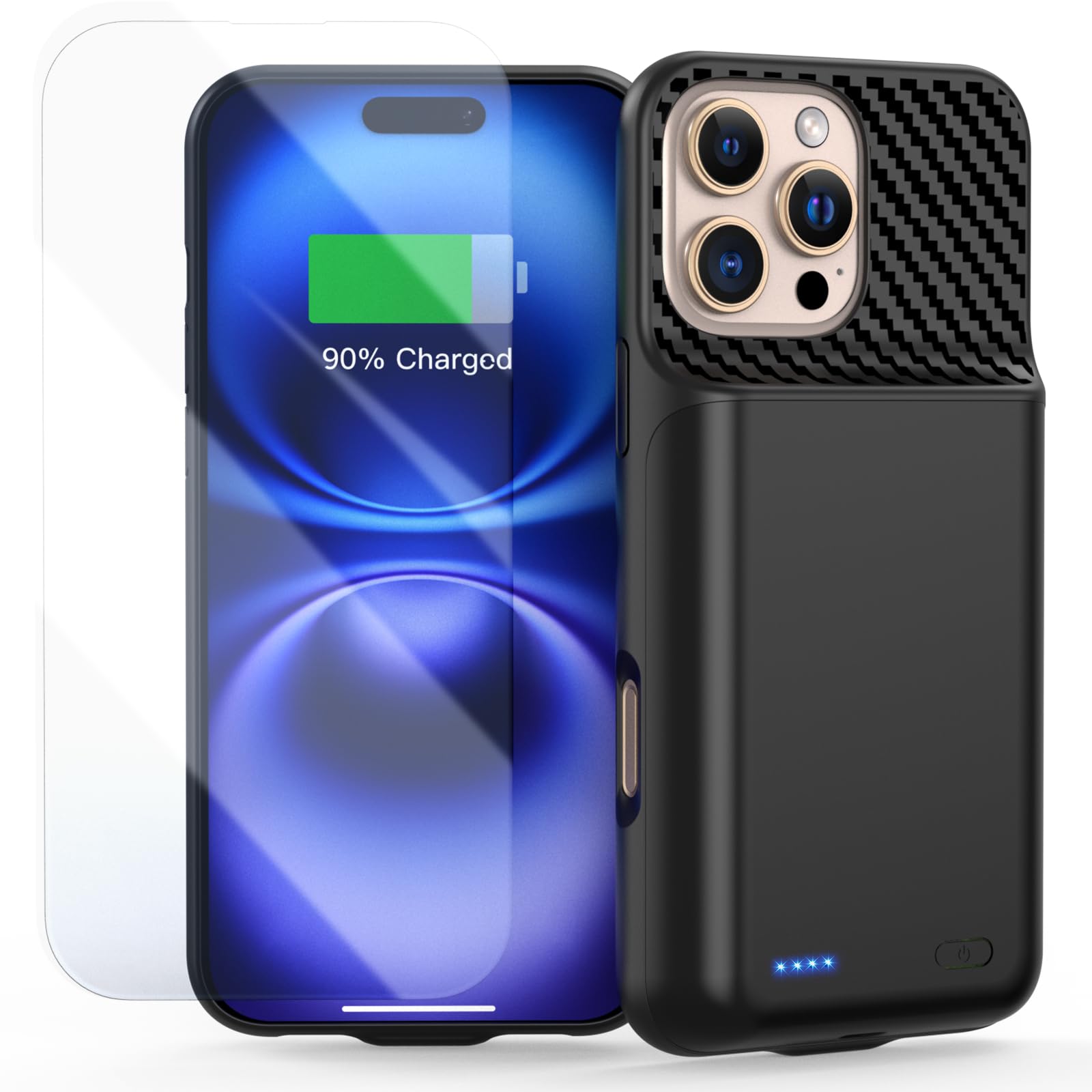 Battery Case for iPhone 16 Pro Max (6.9inch), 13800mAh High Capacity Charging Charger Case 2026 Upgraded Extended Battery Back with Tempered Glass Screen Protector for iPhone 16 Pro Max, Black