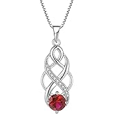 Lwsary Infinity Celtic Knot Necklace 925 Sterling Silver Irish Pendant Birthstone Jewelry for Women
