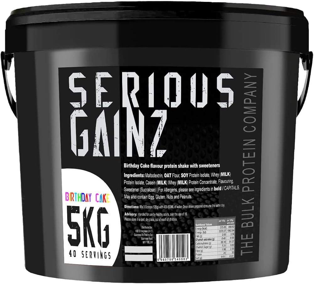 The Bulk Protein Company SERIOUS GAINZ Whey Protein Mass Gainer 5kg Birthday