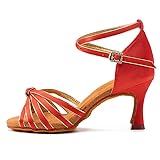 DKZSYIM Women's Satin Latin Dance Shoes