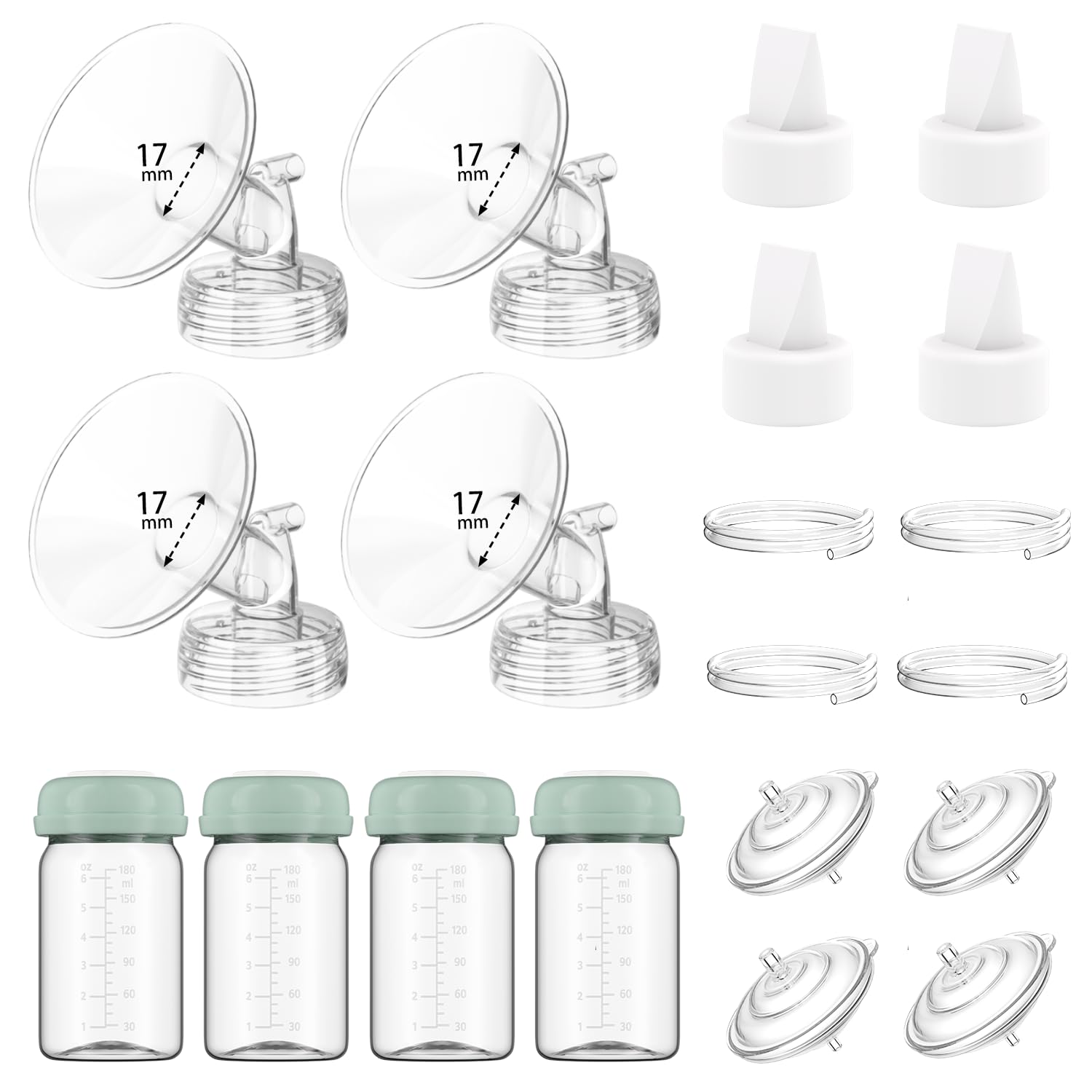 Photo 1 of 4 Full Pump Parts Kits for Spectra S1/S2/9 Plus/Synergy Gold, Replacement Kit for Spectra Pump Parts 4PC,Include 17mm Flange, Duckbill Valve, Tube, Bottle, Backflow Protector, Not Original Accessories