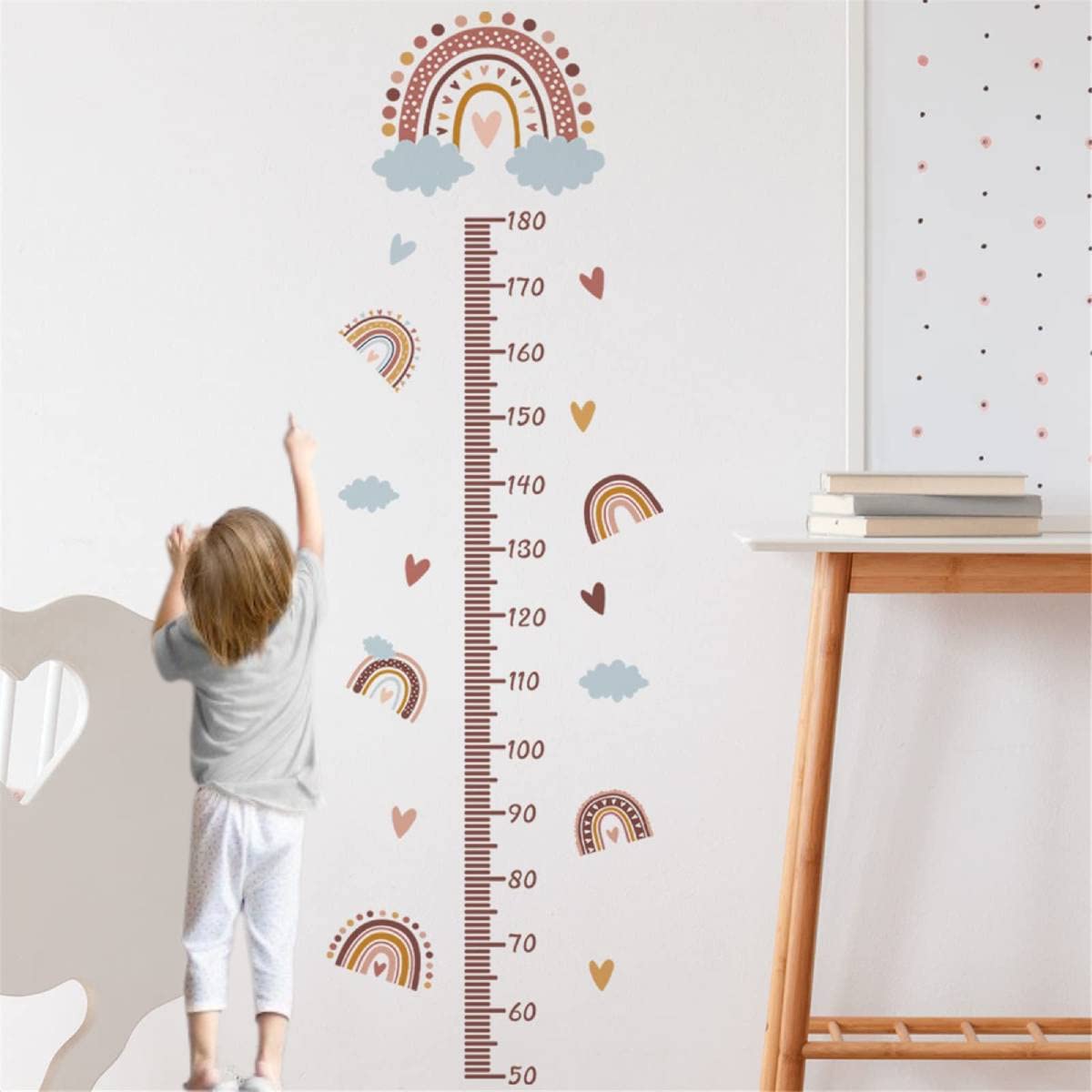 Rainbow Wall Sticker Kids Height Chart Growth Chart Baby Growth Height Chart Rainbow Stickers Wall Chart Peel and Stick Nursery Ruler Wall Decals for Kids Room Wall Decoration