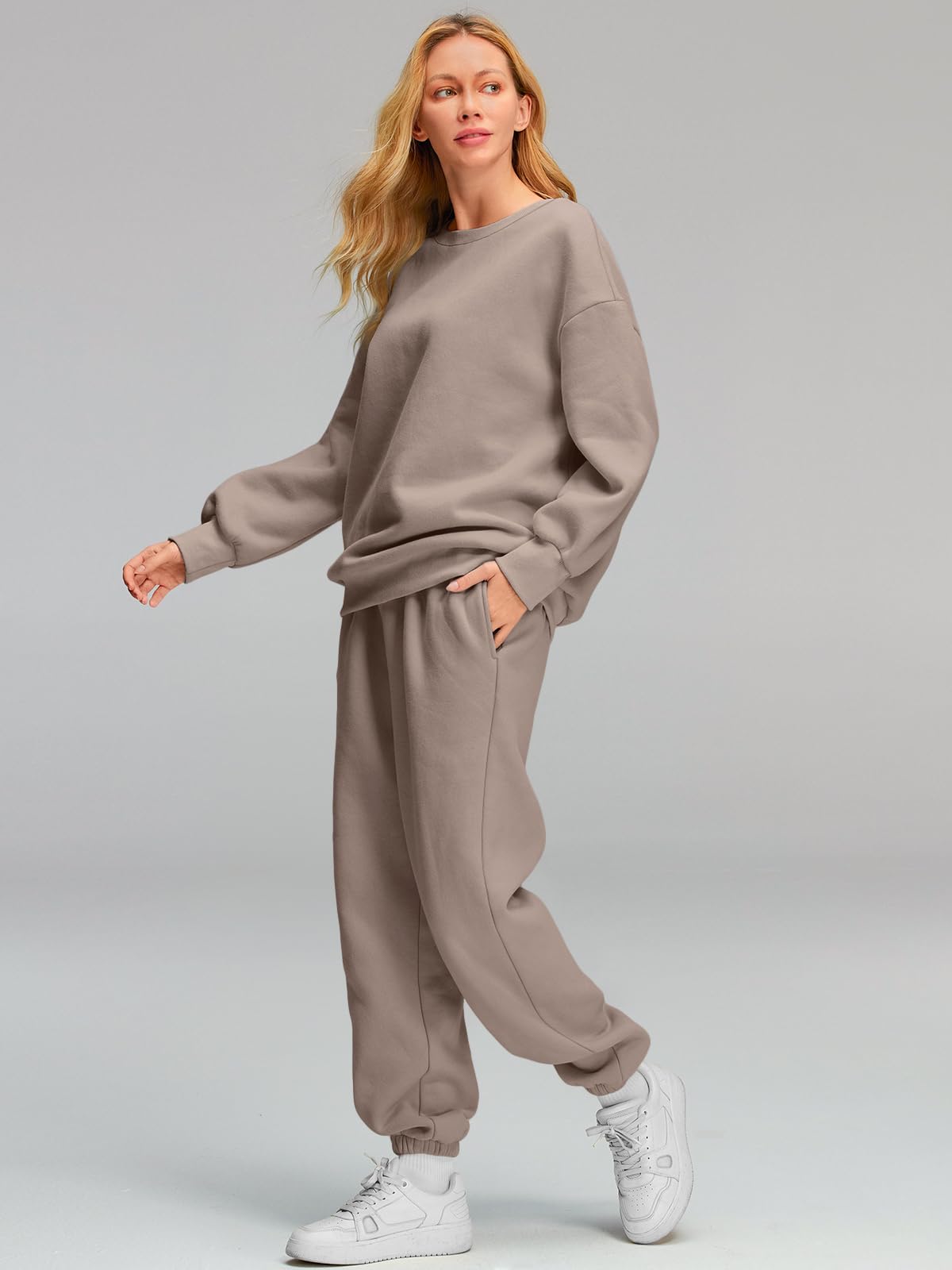 AUTOMET Sweatsuits for Women Set 2 Piece Outfits Oversized Sweatshirt Fall Outfits 2025 Lounge Sets Pullover Casual Trendy Y2k Clothing Sweatpants with Pockets CoffeeGrey L - Image 4
