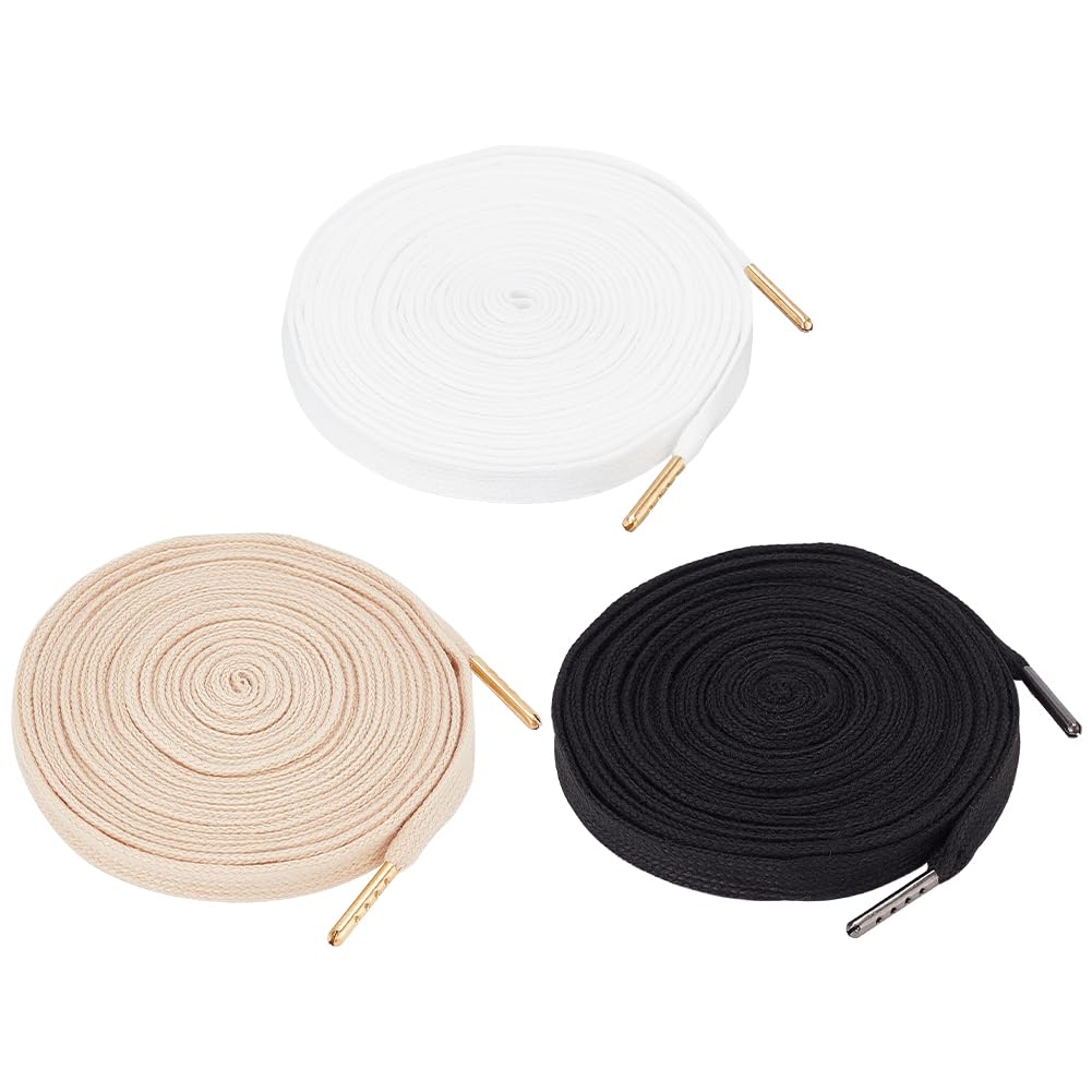 BENECREAT 3Pcs Adjustable Lace up Dress Cord Back for Zipper Replacement, 178 Inch/4.5m 3 Colors Flat Replacement Drawstring Cords for Corset Sports Pants