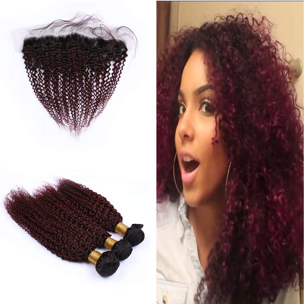 Amazon Com Cloud Hair Dark Roots 1b 99j Burgundy Kinky Curly
