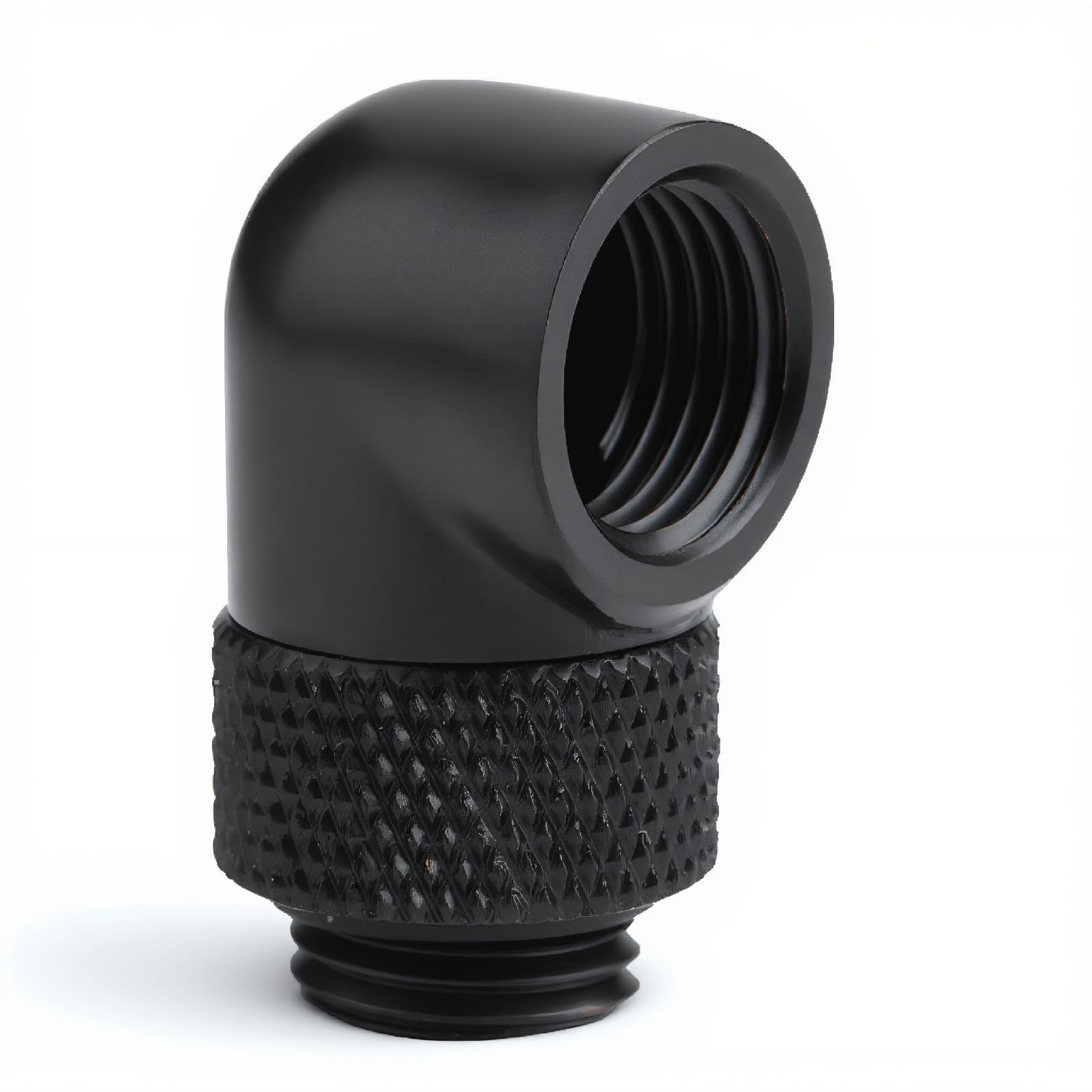 ASHATA Water Cooling Fitting,Tube Fitting 90 Degree Angle Rotary Tube Fitting PC Water Cooling G1/4 Thread Elbow Connector(Black)