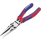 WORKPRO Premium 8&rdquo; Needle Nose Pliers, Paper Clamp Precision, Heavy-Duty CRV Steel, Large Soft Grip with Wire Cutter, Long Nose Cutting Pliers, W031269