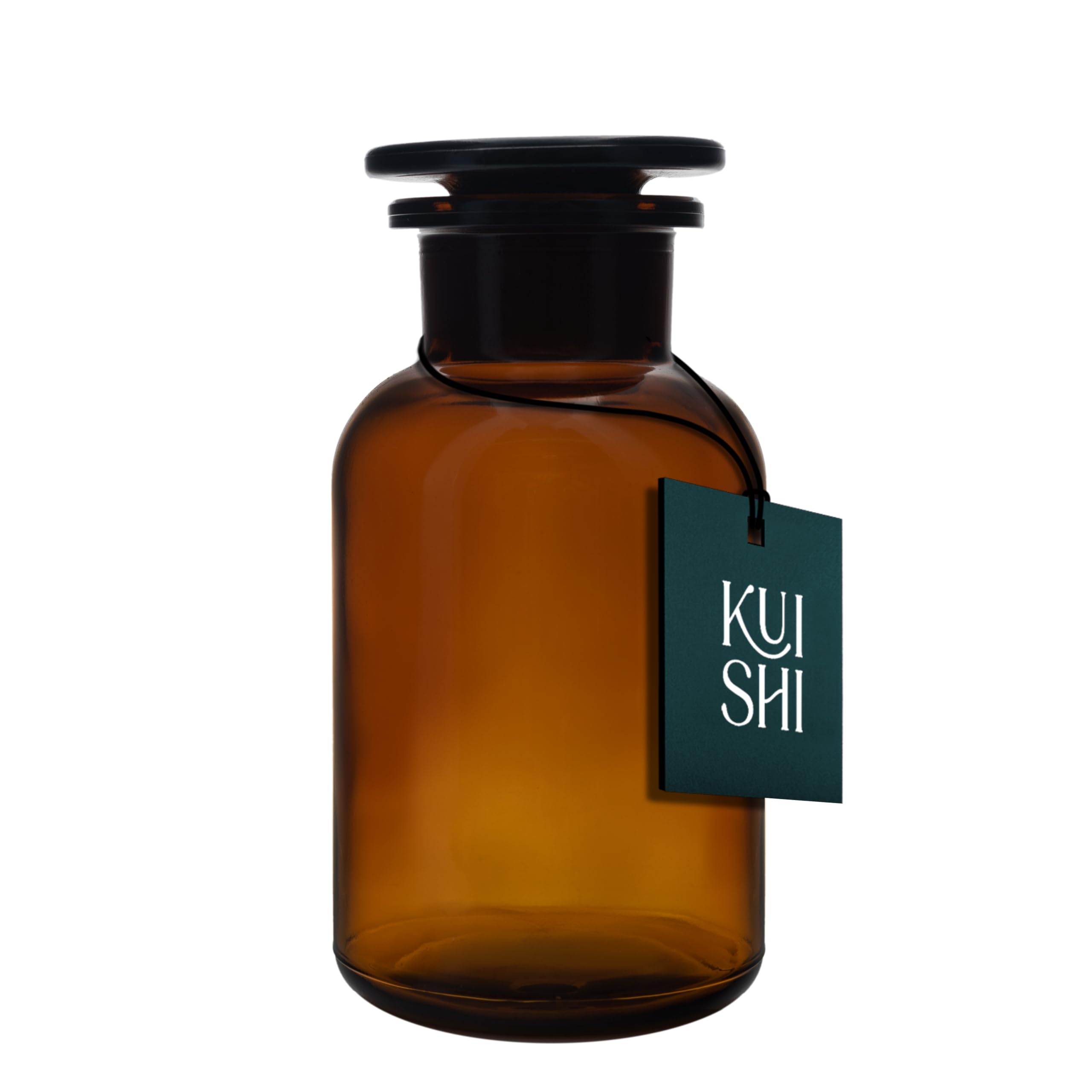 Kuishi 250ml Glass Apothecary Jar with Clear Glass Stopper โ Recycled Glass Storage Jar for Dry Food, Wedding Decor & Home Styling, Amber โ image 1