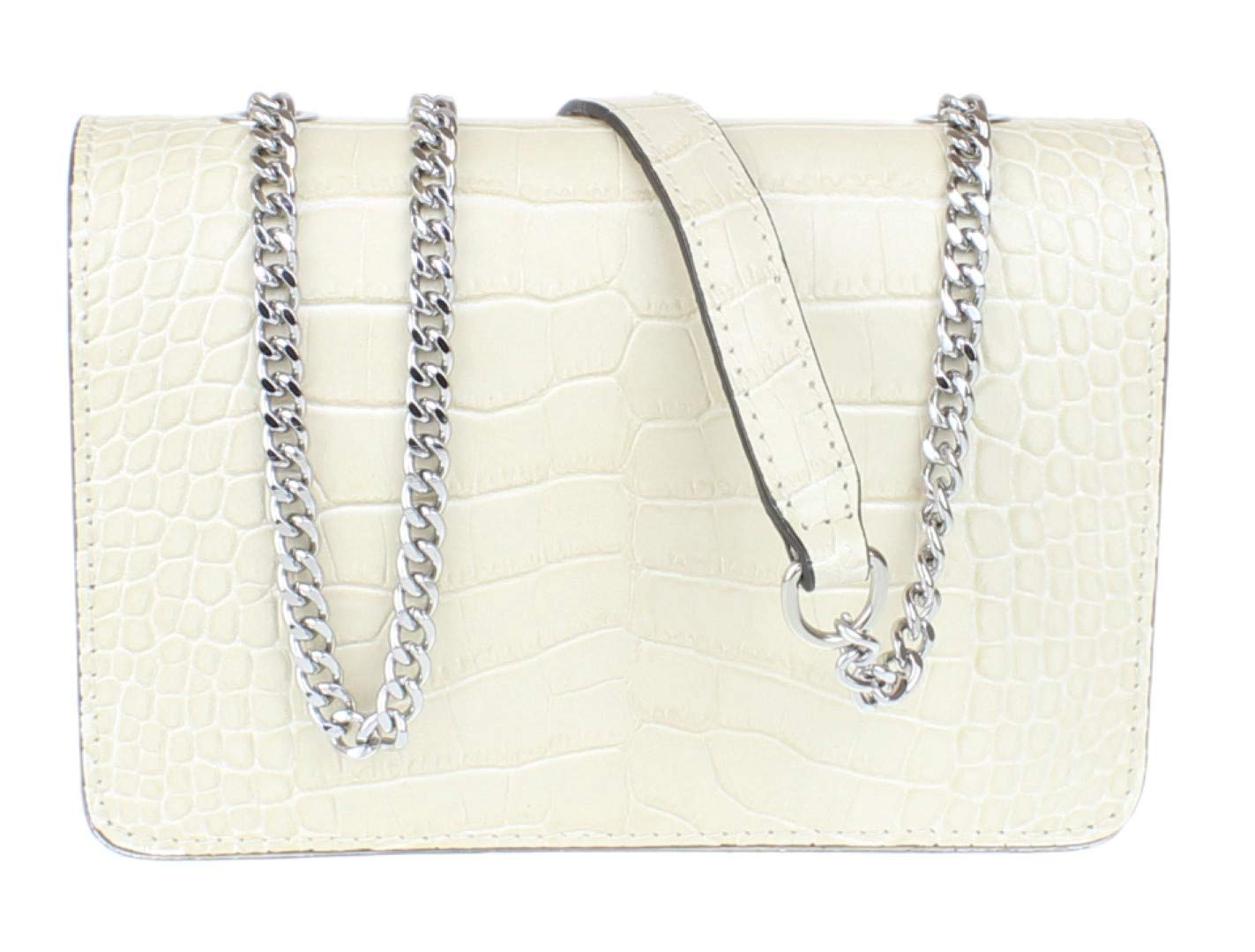 Girly Handbags Womens Genuine Croc Shoulder Bag (Beige)