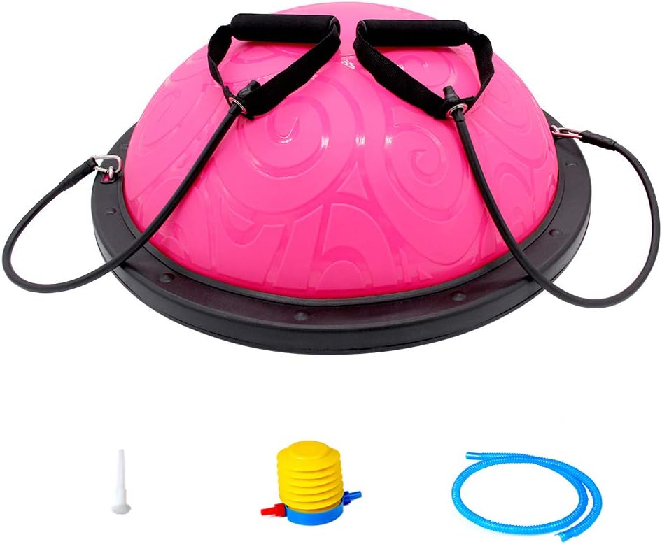 ATIVAFIT Half Ball Balance Trainer with Straps Yoga Balance Ball Anti Slip for Core Training Home Fitness Strength Exercise Workout Gym