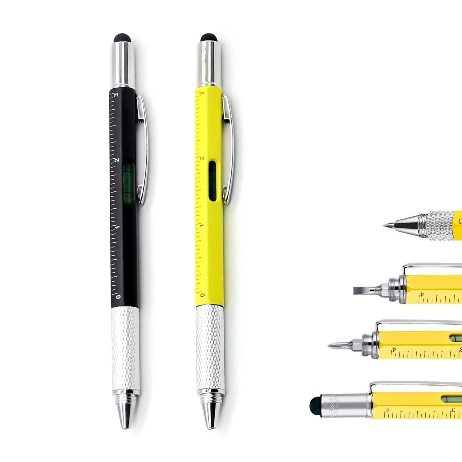 2Pcs Multi Tool Pen Gifts for Men 6 in 1 Multitool Pen Cool Gadgets Tools Back to School Gadgets for Christmas Boyfriend Graduation Back to School Gifts, Office Engineer Carpenter Construction Tool