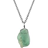 NJCRAFT Raw Gemstone Pendant Necklace for Women |Natural Healing Crystal Rough Pendant 15–25 Carat | 8–14 mm Stone |Black Plated Chain 16+2 Inch Adjustable | Gift Jewelry
