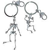 Winatehr 2 pcs skeleton skull halloween keychain, goth oddity funny heart silver charms for backpacks bag purse, terrifier gothic fashion spooky decor gifts for men women