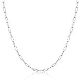 MBW Silver Paperclip Chain Necklace for Women,Dainty Sterling Silver Choker Necklaces for Women Trendy Simple Long Chunky Minimalist Waterproof Link Necklace Jewelry Gifts for Women 16/18/20 in