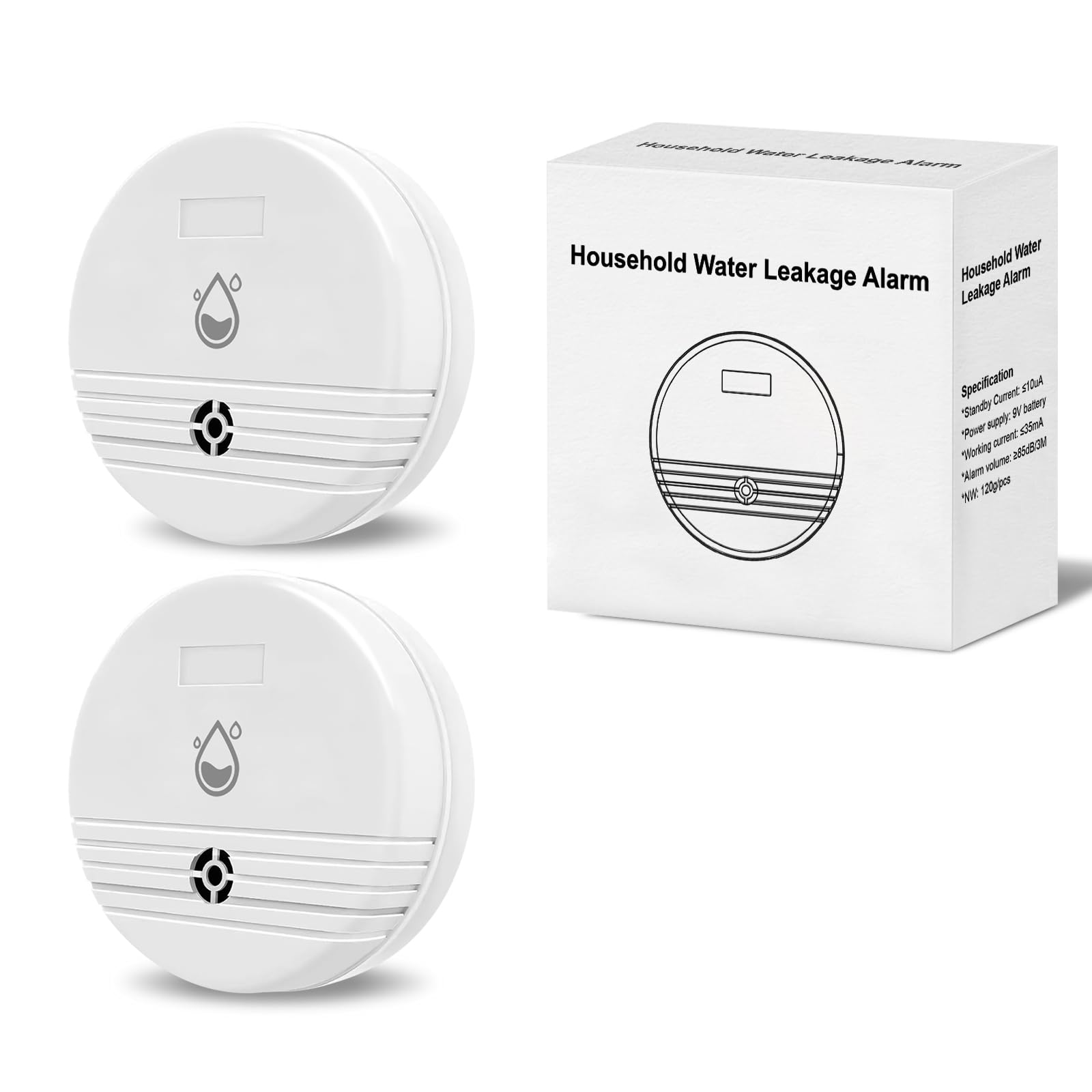 Water Leak Detector 2 Pack, Lound Sound Sensor