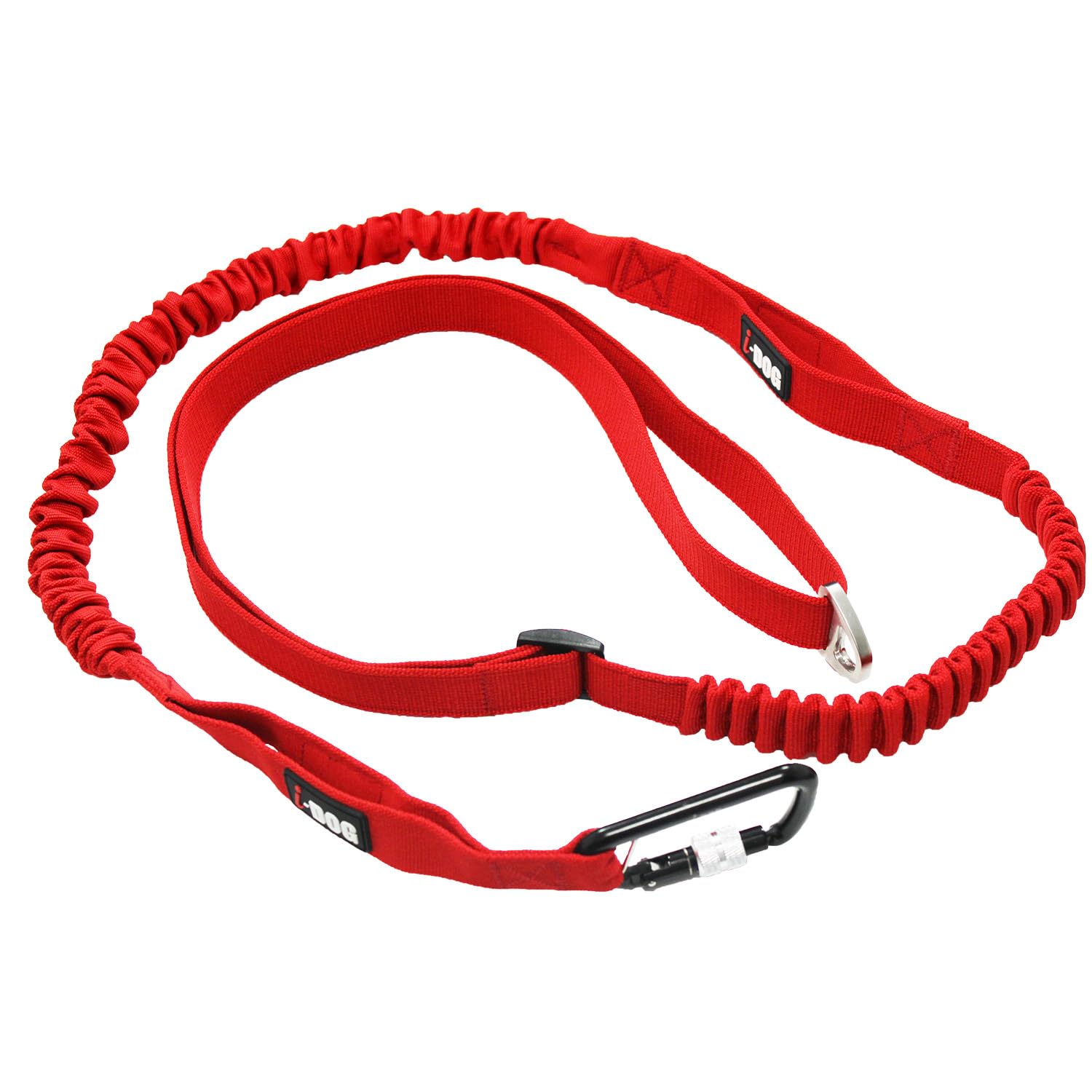 Longe de Traction Confort Trek I-DOG (Marque Française) réglable 178/235cm Rouge, canicross, cani randonnée, cani Jogging, cani Trail, Utilisation Sportive ou Loisirs pour Courir avec Son Chien.