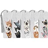 WIRESTER Set of 5 Paper Bookmarks with Tassel for Students, Reader, Teachers, Book Lovers - Cute Cat Breeds (Tabby Kitten, Tuxedo, Russian, Ragdoll, Maine Coon, Persian, Sphynx, Bengal, Siamese)