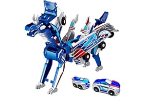 GENERIC Collision Transforming Dinosaur Car Toy – 2 Magnetic Cars Crash & Transform into Dinosaur Robot Toys for Kids – Fun Gift for Boys & Girls, Birthday & Christmas (Blue Dragon)