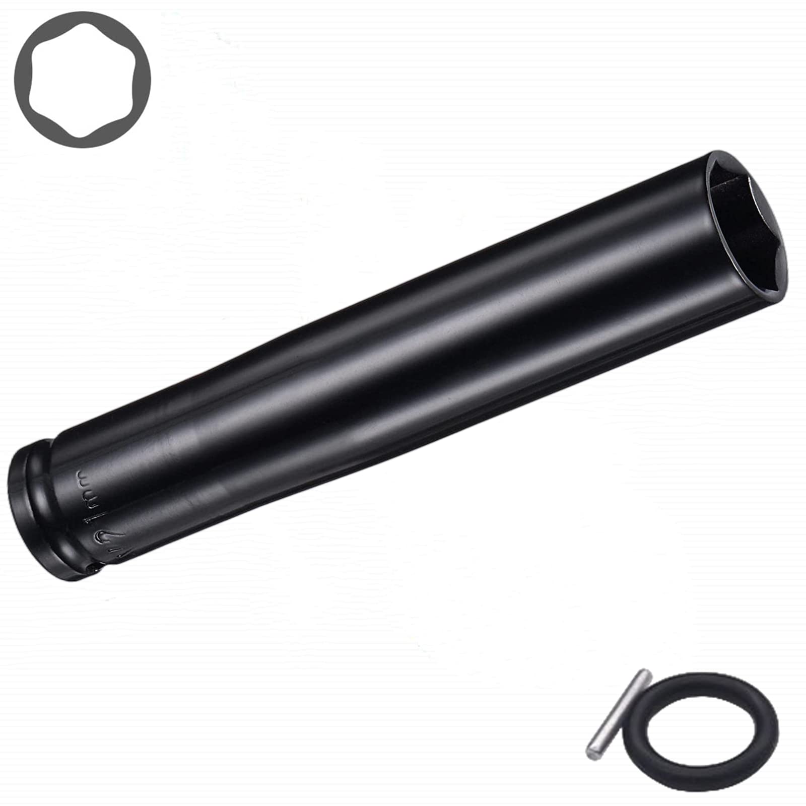 1/2" Drive by Deep Impact Socket, Heat-Treated CR-V Steel 6" Length, 6-Point Metric Sizes with Black Strong Case (21mm)
