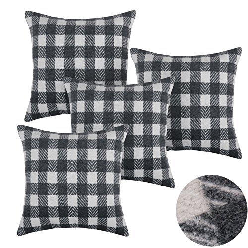 Deconovo Black and White Retro Checkered Plaid Throw Pillow Cover