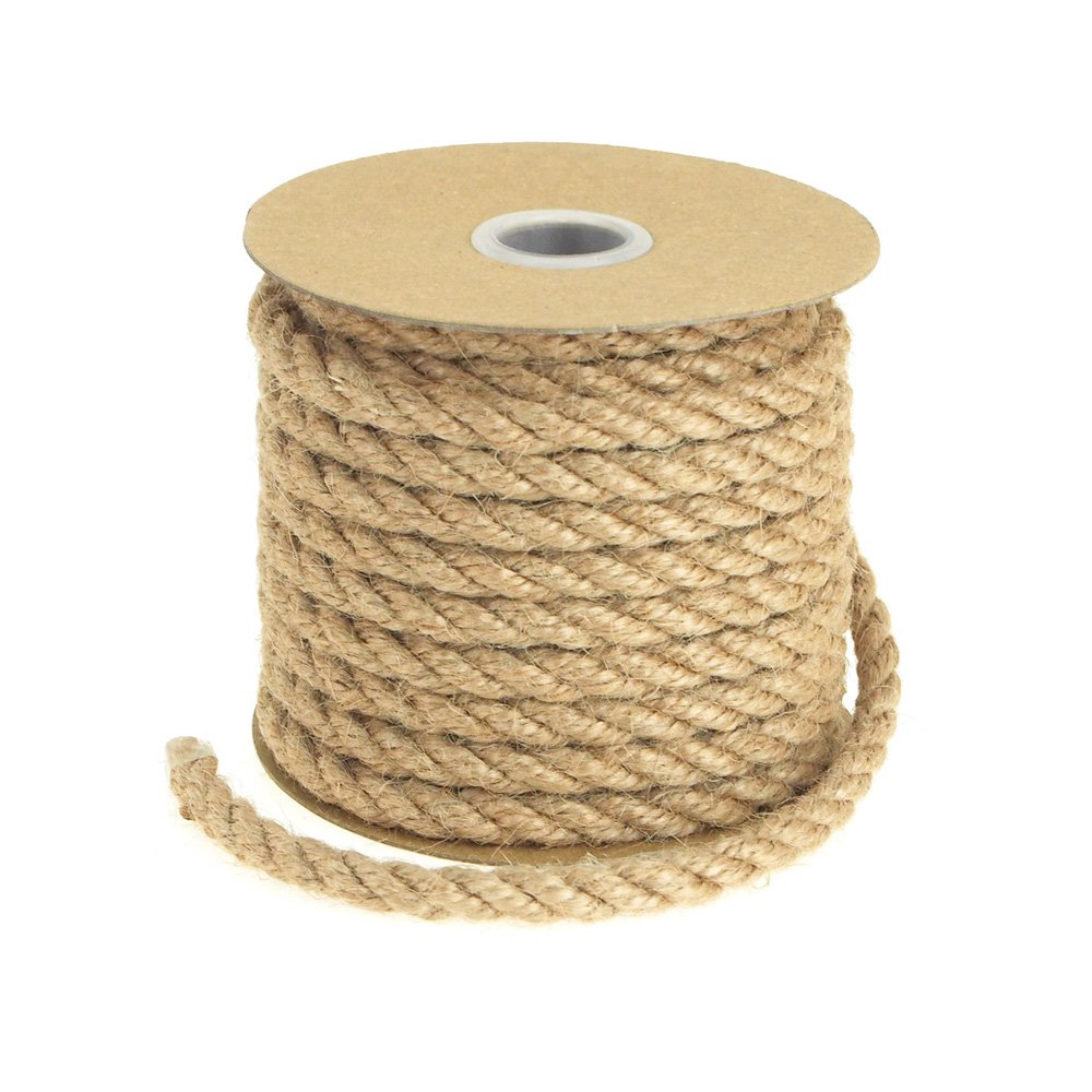 Natural Burlap Jute Fiber Twine Rope, 6mm, 10 Yards