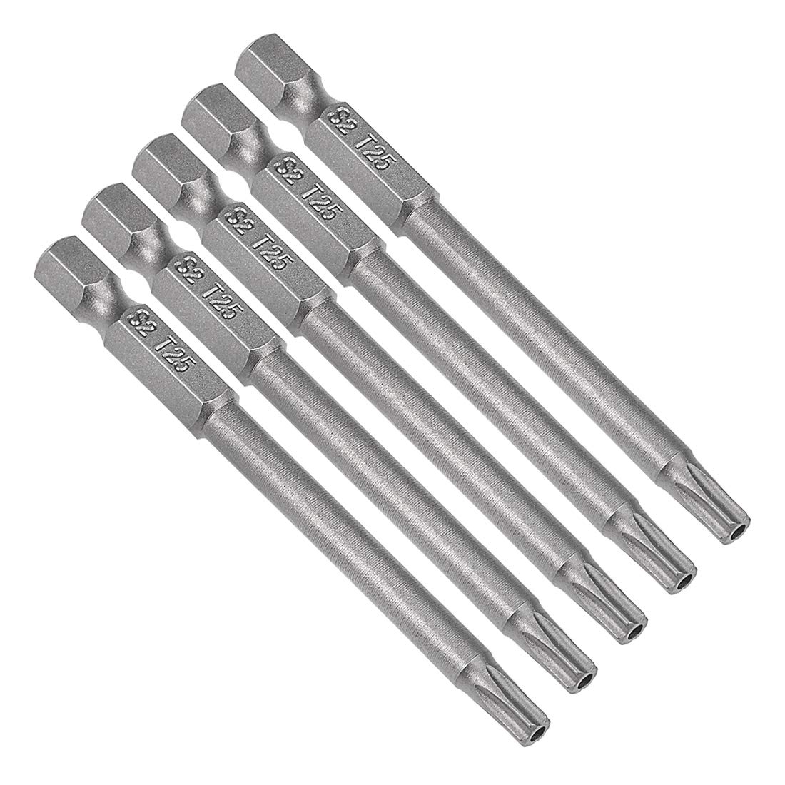 sourcing map 5 Pcs T25 Magnetic Torx Screwdriver Bits, 1/4 Inch Hex Shank 3-inch Length S2 Security Tamper Proof Screw Driver Kit Tools