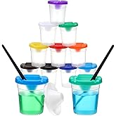 10 Pack Paint Cups with Lids for Kids, Art Supplies No Spill Painting Cups for Young Artist, Reusable Paint Water Cup Paint Mixing Cups for Classroom Arts Crafts Supplies