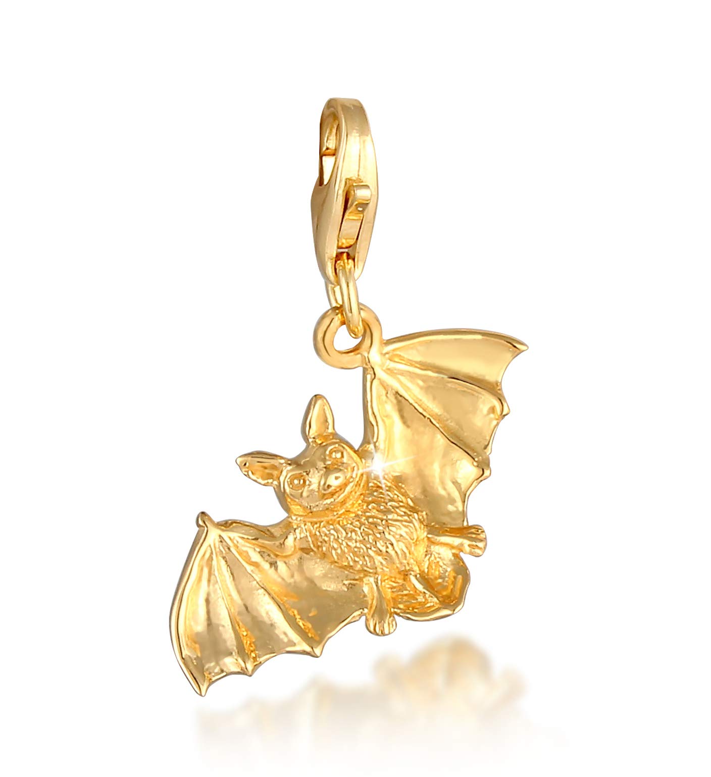 Nenalina 0406331620 Bat Carabiner Charm Pendant for Charm Bracelet 925 Sterling Silver, Sterling Silver