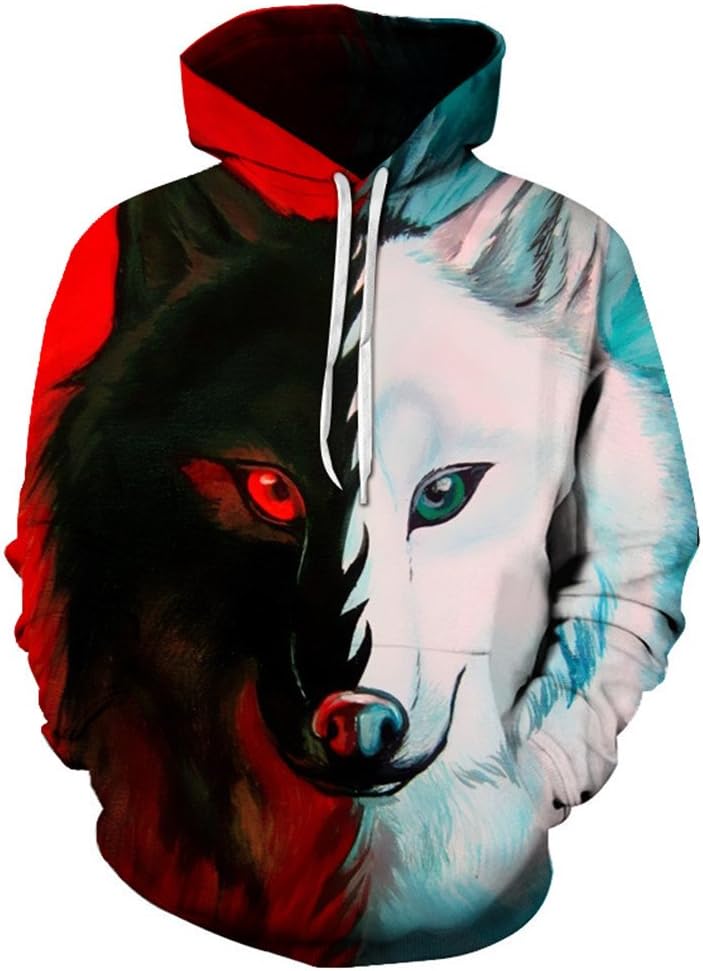 Different Pupil Wolf Hoodies Sweatshirts Women Men 3D Printed Hoodies Pullover Male Tracksuit Pocket Jacket Hooded Hot 066 S