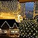 Ollny Net Lights Outdoor Mesh Light 10x7ft, 210LED Connectable Christmas Net Lights with 8 Modes, IP67 Waterproof Bush Light for Tree Wall Ceiling Outside Decorations, Warm White