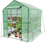 VOUNOT Walk In Greenhouse with Shelves Green 143x215x195cm