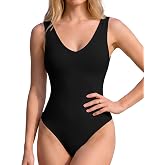 Veugol Women's Deep V Neck Sleeveless Bodysuits Sexy Backless Body Suits Tank Top for Womens Basic Going Out Leotard