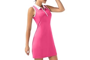 FKEEP Women's Golf Tennis Dress Sport Activewear Zipper V-Neck with Shorts and Pocket Workout Athletic