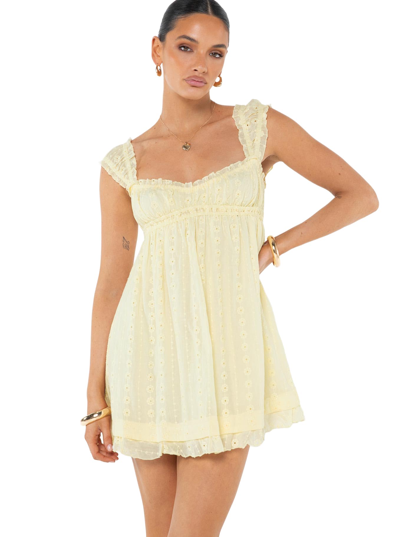 Princess Polly Carlita Yellow Square Neck Mini Dress