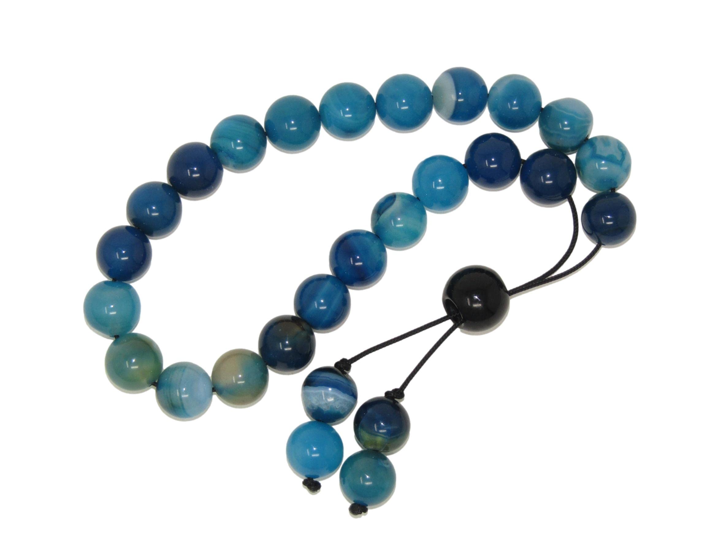 N5 BA - Greek Style Loose Strung Worry Beads 10mm Blue Agate Gemstone Beads Handmade Design