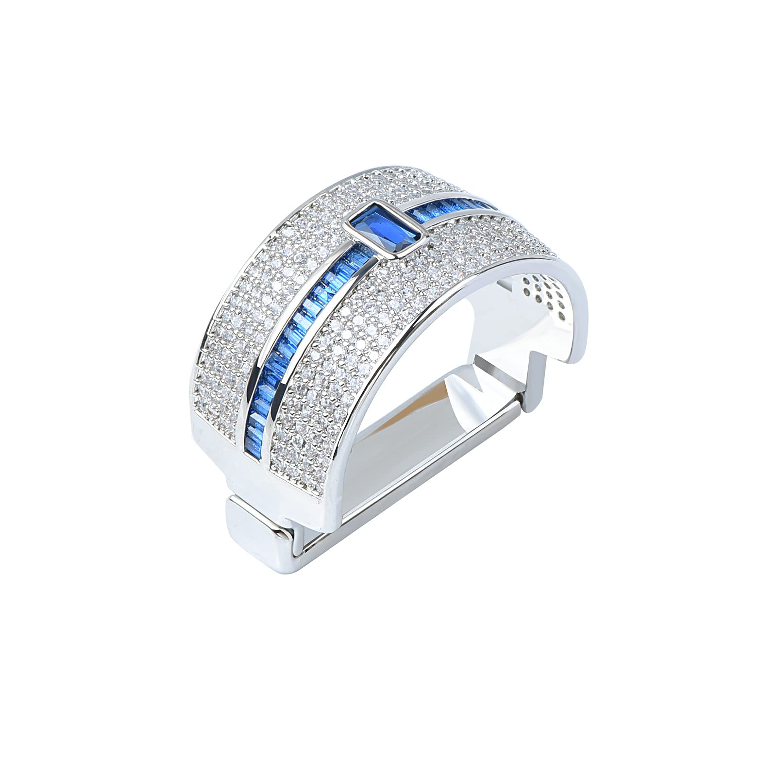 VVCome Men's Micro Pave Cubic Zirconia Tie Clips Tie Holder Crystal Necktie Ring Tie Tacks Accessories for Wedding Business, 20mm x 17mm, metal, Cubic Zirconia