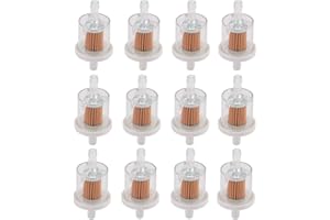 ALONEGOER Set of 12, Universal 40 Micron 1/4" Inline Fuel Filter for Kawasaki 49019-0027 49019-7001 FH430V FH451V FH500V Briggs & Stratton 691035 493629 Motorcycle Motor Lawn Mower Tractor Parts