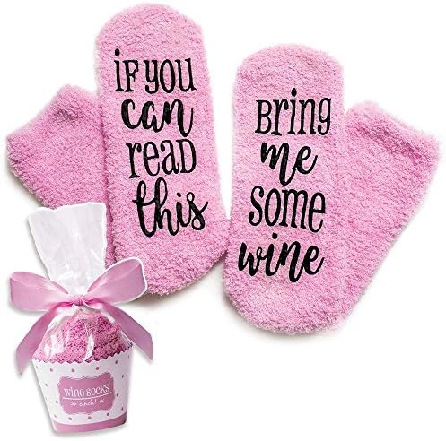 Xuzirui If You Can Read This Bring Me Some Wine Socks Comfortable Fuzzy Gift Idea For Mother, Wife, or Friend