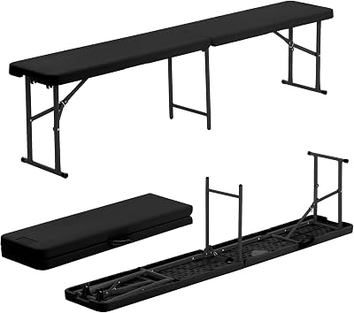 Harbour Housewares Folding Garden Bench 6ft Black Heavy Duty 250kg