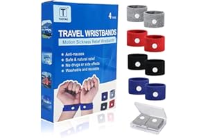8 Pcs Travel Motion Sickness Relief Wrist Bands, Sea Motion Sickness Wristbands, Travel Essentials for Camping/Cruise Ship/Ai