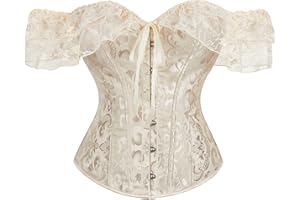 Moessa Women Floral Lace Off Shoulder Corset Bustier Boned Overbust Corset Bodyshaper Lingerie Top