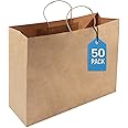 HAPPY CHEERS Kraft Paper Gift Bags,50 BSL1 Pack Large Paper Bags With Handles 16x6x12 Inches Thick Large Paper Shopping Bags For Boutique Brown - View #8