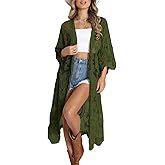 Bsubseach Women Mesh Cardigan Bikini Beach Kimono Open Front Swimsuit Cover Ups Swimwear