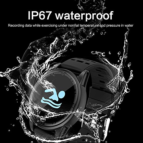 Waterproof Watch for Boys, Smart Watch Heart Rate Pedometer Outdooor R13S Bracelet Watch Multiple Fitness Modes Exercise Anti-Lost Alert (Black) - Thumbnail 2