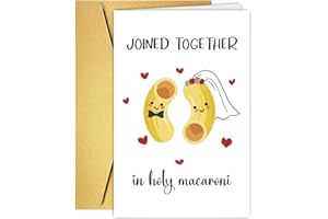 Cute Macaroni Pun Engagement Card - Funny Wedding & Marriage Card for Bride, Groom, Newlyweds, Couple or Partner, Unique Brid