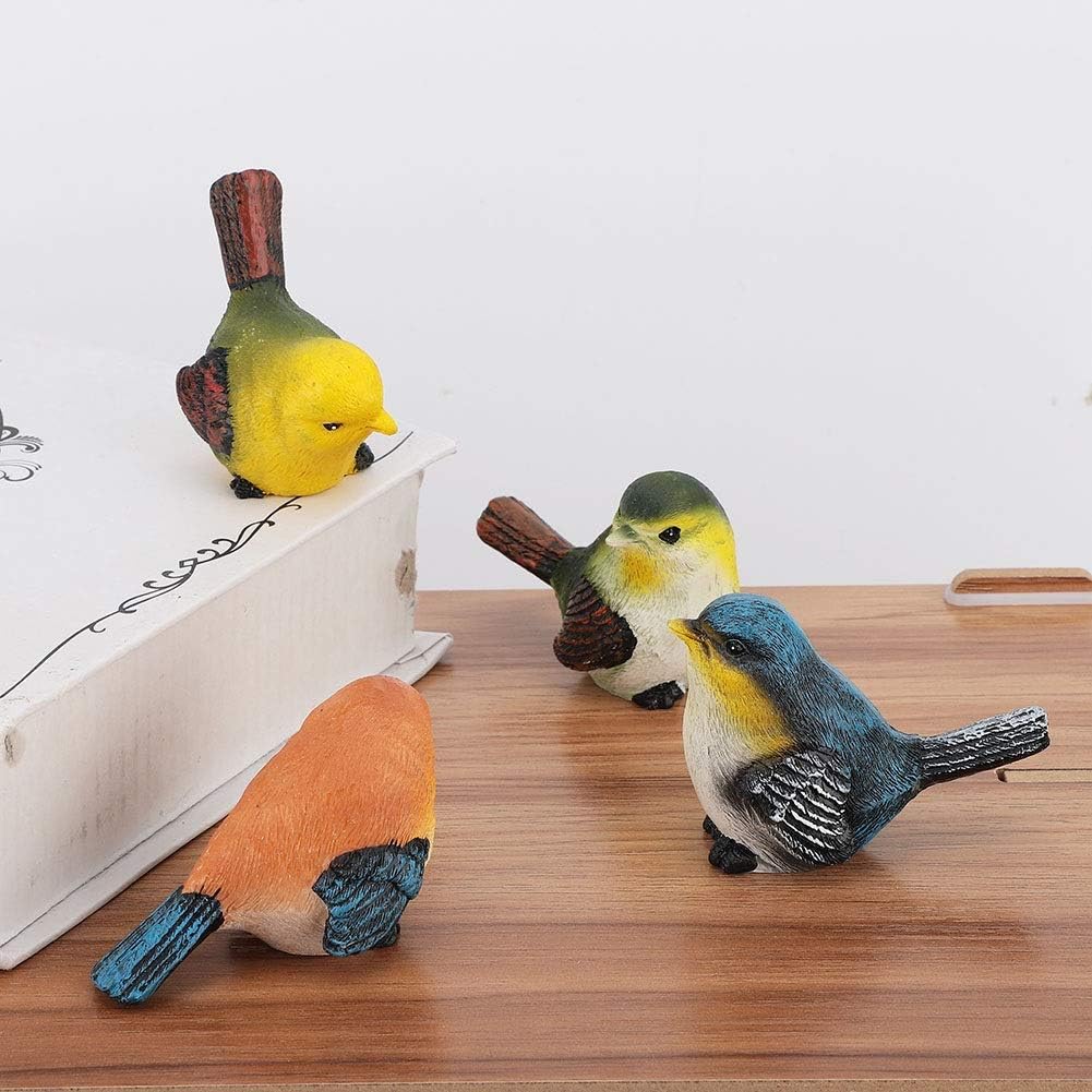 DEWIN Finch Bird Garden Ornaments, 4 Pcs Outdoor Resin Birds Animal Figurine Home Decoration Lawn Garden Courtyard Statues (7 * 5cm) - Image 4