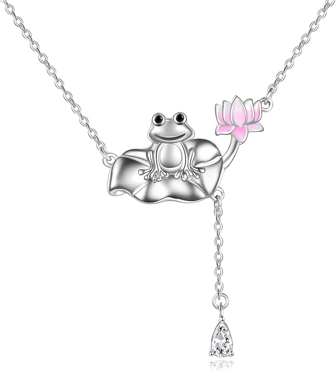 Frog Pendant Necklace 925 Sterling Silver Frog Jewelry for