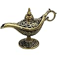 Honoro Vintage Legend Aladdin Magic Genie Lamp - Metal Carved Wishing Light for Home Wedding Party Tabletop Decoration Delicate Gift,Medium Bronze